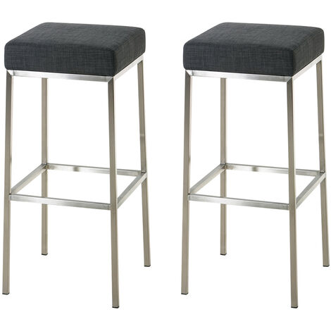 Lot de 2 tabourets de bar Montréal 85 en tissu Gris foncé Acier inoxydable (1/5)