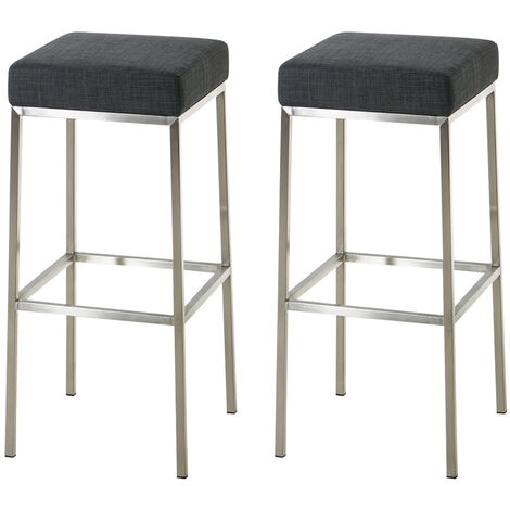 Set 2 tabourets de bar Montréal en tissu - alt 80 gris foncé, Edelstahl (1/5)