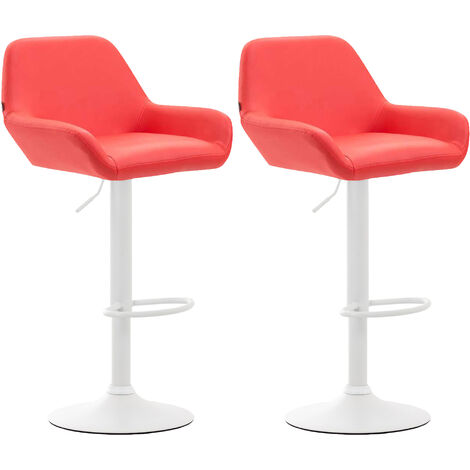 Lot de 2 tabourets de bar Braga en Similicuir Rouge Blanc (1/4)