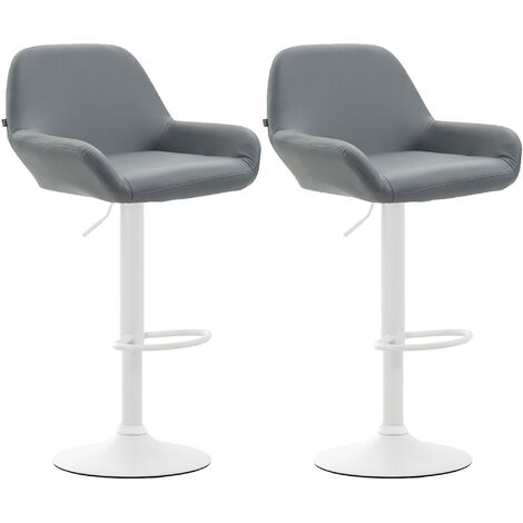 Lot de 2 tabourets de bar Braga en Similicuir Gris Blanc