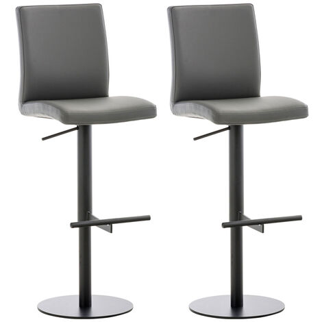 Lot de 2 tabourets de bar Cadiz en similicuir Noir Gris (1/5)