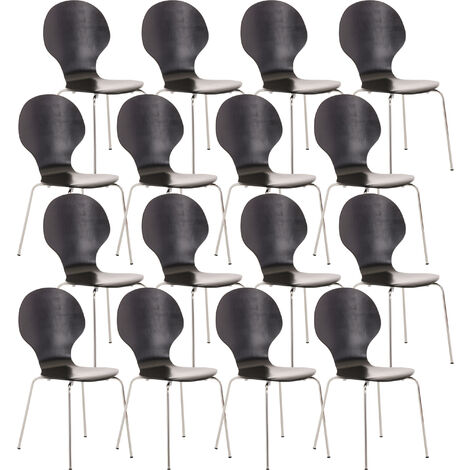 Lot de 16 chaises empilables en bois Diego Noir (1/5)