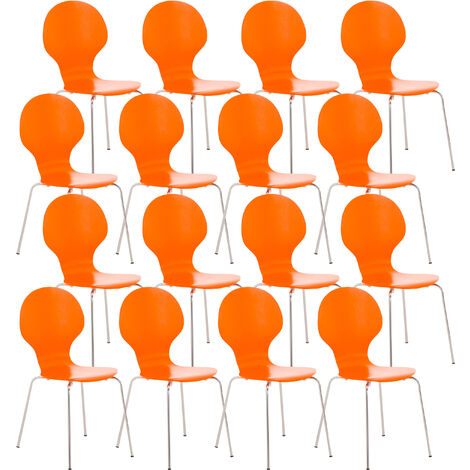 Lot de 16 chaises empilables en bois Diego Orange (1/5)