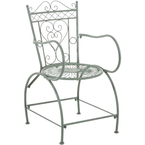 Chaise d'extérieur Sheela en fer avec accoudoirs et repose-pieds Vert antique (1/5)