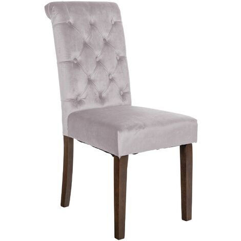Chaise de salle à manger Lisburn avec Pieds en bois de caoutchouc Gris Velours (1/5)