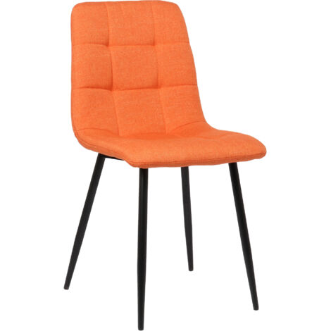 CLP – Chaise de salle à manger Tilde – Tissu orange – Rembourrage confortable – Piètement métal noir – Charge jusqu'à 150 kg (1/7)