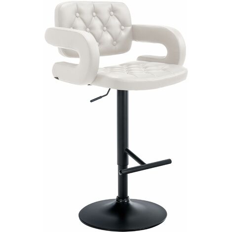 Tabouret de bar Dublin similicuir avec pied en métal Blanc Noir (1/5)