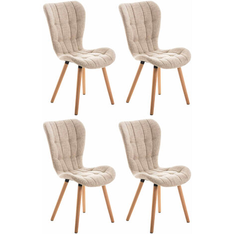 Lot de 4 Chaises de salle à manger Elda tissu nature Crème (1/5)