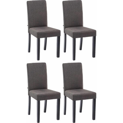 Lot de 4 Chaises de salle à manger Ina Tissu avec pieds en Bois Gris foncé Noir (1/5)