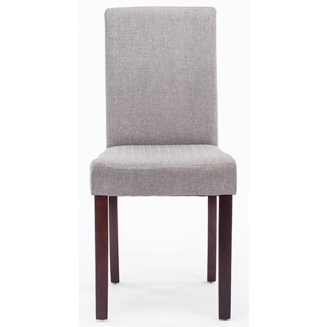 Lot de 6 Chaises de salle à manger Ina Tissu avec pieds en Bois Gris clair Cappuccino