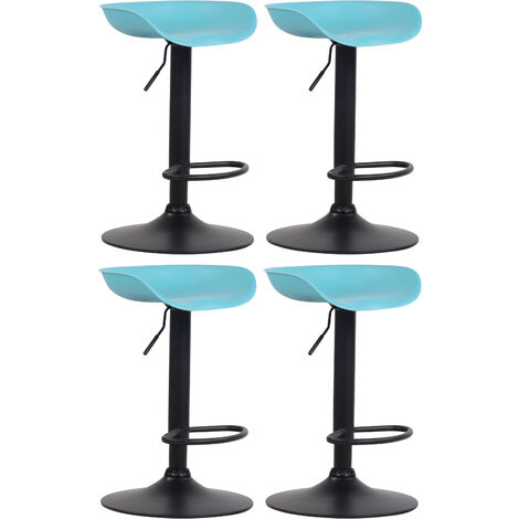Lot de 4 Tabourets de bar Anaheim assise en plastique et Pied trompette en métal Bleu Noir (1/4)