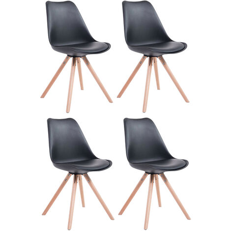 Lot de 4 Chaises de salle à manger Toulouse Similicuir Pieds ronds bois Noir Nature (1/3)