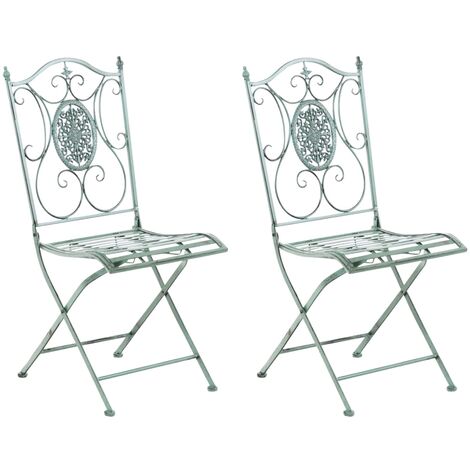 Lot de 2 chaises de jardin pliables Sibell en fer Vert antique