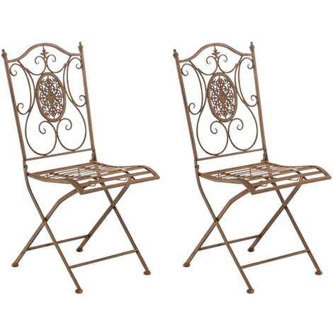 Lot de 2 chaises de jardin pliables Sibell en fer Marron antique