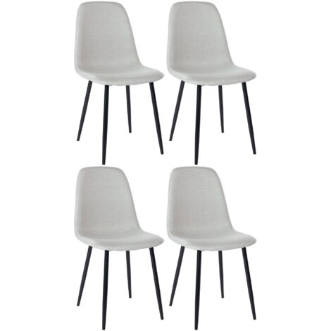 CLP – Lot de 4 chaises à manger napier crème – Assise rembourrée en tissu – Piètement métal noir – Hauteur 88 cm, largeur 44 cm, profondeur 51 cm (1/5)