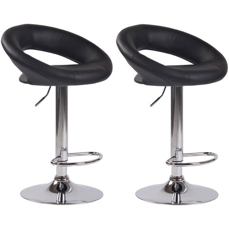 Lot de 2 Tabourets de bar Olinda en similicuir hauteur réglable et siège pivotant Noir Chrome (1/5)