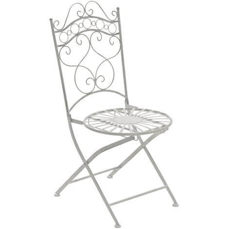 Lot de 2 Chaises de jardin pliables Indra en fer forgé Blanc antique