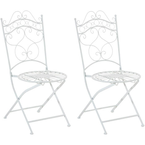 Lot de 2 Chaises de jardin pliables Indra en fer forgé Blanc