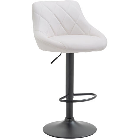 Tabouret de bar Lazio en similicuir avec pied en métal Blanc Noir (1/4)