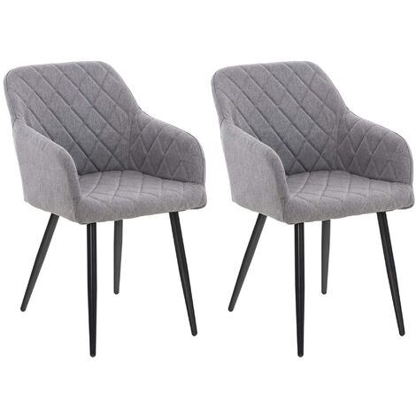 Lot de 2 chaises de salle à manger Shila avec Piètement en Métal noir Gris Tissu (1/5)