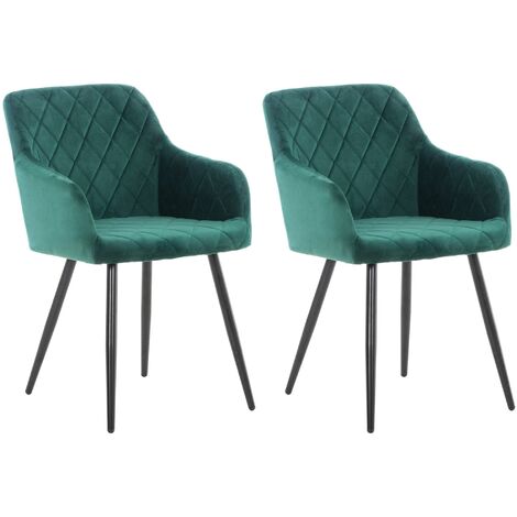 Lot de 2 chaises de salle à manger Shila avec Piètement en Métal noir Vert Velours (1/5)