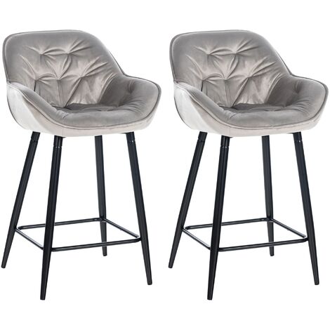Ensemble de 2 tabourets de bar Gibson Grigio, velours