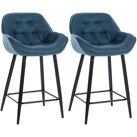 CLP – Lot de 2 tabourets de bar – Pieds en métal – Hauteur d'assise 67 cm – Rembourrage en tissu polyester – Dossier confortable (1/5)
