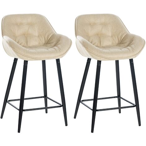 CLP – Ensemble de 2 tabourets de bar en tissu polyester – Hauteur d'assise 67 cm – Dossier confortable avec coutures décoratives – Capacité 150 kg