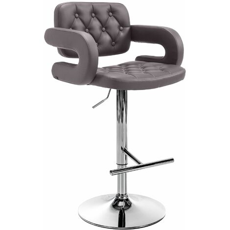 Tabouret de bar Dublin similicuir avec pied en métal Marron Chrome (1/5)