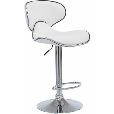 Tabouret de bar Las Vegas V2 similicuir avec pied en métal Blanc  Chrome