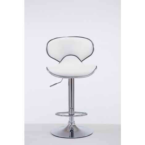 Tabouret de bar Las Vegas V2 similicuir avec pied en métal Blanc  Chrome