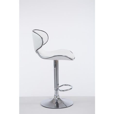 Tabouret de bar Las Vegas V2 similicuir avec pied en métal Blanc  Chrome