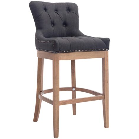 Tabouret de bar Lakewood tissu Piètement antique clair Gris foncé