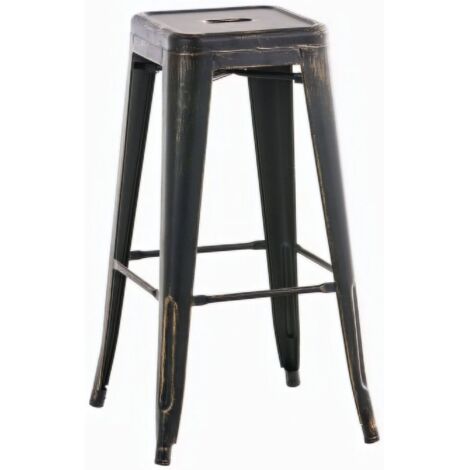 CLP – Tabouret de bar empilable en métal noir – Hauteur d'assise 77 cm – Capacité de charge 135 kg – Facile à entretenir et à ranger