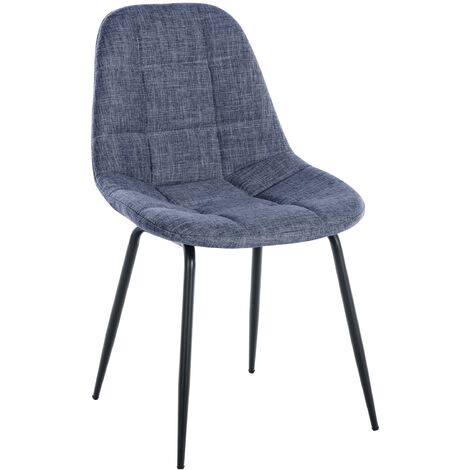 Chaise de salle à manger Tom avec Pieds en métal noir Bleu Tissu (1/5)