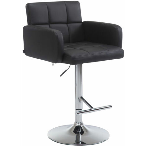 Tabouret de bar Los Angeles similicuir avec pied en métal Noir Chrome (1/5)