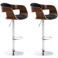Lot de 2 tabourets de bar Kingston en tissu avec piètement en métal aspect chromé Noyer / Noir