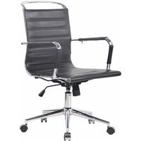 Chaise de bureau Barton en similicuir ou cuir véritable Noir Véritable cuir