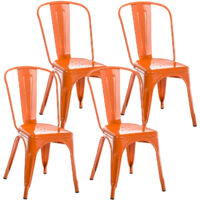CLP – Set de 4 chaises empilables en métal – Design industriel moderne – Hauteur d'assise 44 cm – Capacité de charge 200 kg