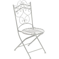 Lot de 2 Chaises de jardin pliables Indra en fer forgé Blanc antique