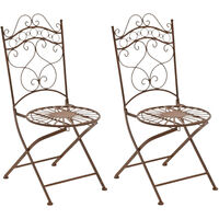 Lot de 2 Chaises de jardin pliables Indra en fer forgé Marron antique
