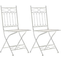 Lot de 2 Chaises de jardin pliables Asina en fer forgé Blanc antique