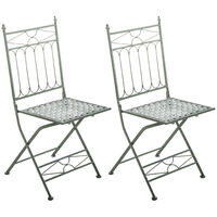 Lot de 2 Chaises de jardin pliables Asina en fer forgé Vert antique