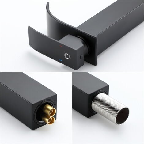 Cecipa Grifo para Lavabo Alto Grifo Monomando para Lavabo Negro Grifo de Lavabo Cascada Grifo para Lavabo de Baño