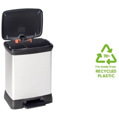Curver Deco Bin 10L + 18L Waste Bin, Silver (1/5)