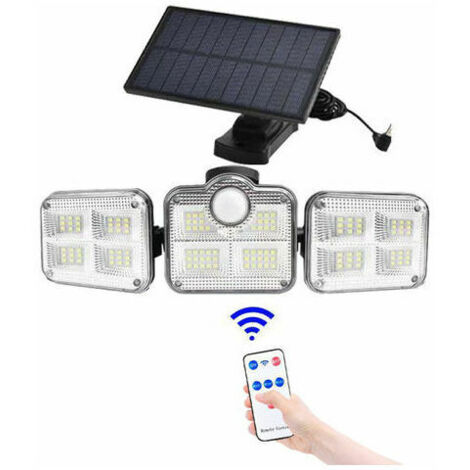 Solarleuchten für den Außenbereich mit Bewegungsmelder, 122 LEDs, IP65, wasserdichte Sicherheitsleuchten mit 3 Köpfen, Solarstrahler für Garten, Außenbereich, Weg, Auffahrt, Eingang (1/2)