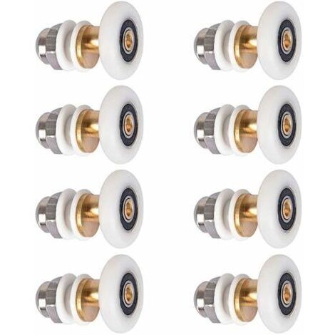 Produktbild von Duschtür Rollenset – 4 Verstellbare Doppelrollen 19–27 Mm Durchmesser Für Glasduschen, Einfach Montierbar