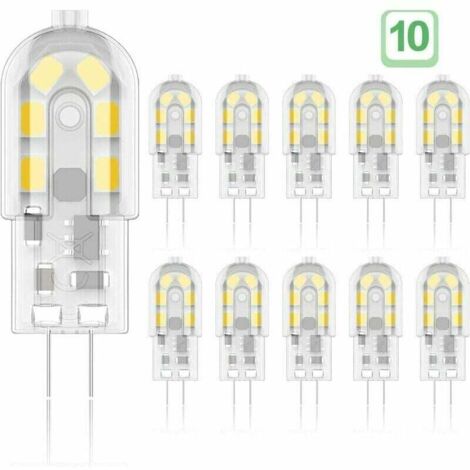 G4 LED-Leuchtmittel, 2 W, 20 W, entspricht Halogenlampen, Warmweiß 3000 K, 200 lm, 12 x SMD, 12 V AC/DC, 10 Stück [Energieklasse A+] (1/5)