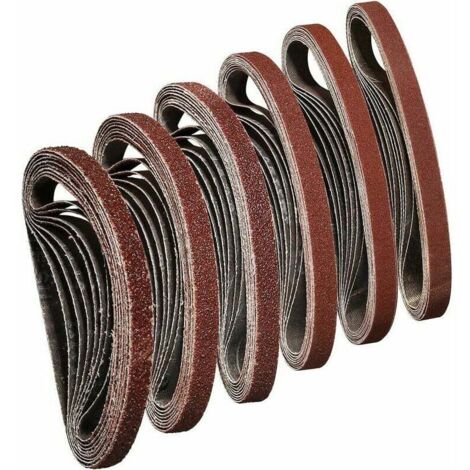 Band 10X330 mm Schleifband 40/60/80/120/180/240 zum Schleifen, Polieren und Entstauben, ideal für Holz (48 Stück)