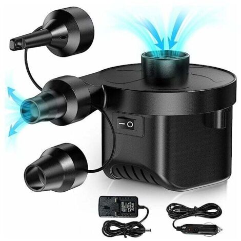 Elektrischer Inflator, Inflatorpumpe Deflator mit 3 Düsen für Matratzenaufblasgerät, aufblasbarer Pool, aufblasbares Kissen, elektrische Pumpe mit Car-Home-Adapter